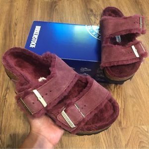 BIRKENSTOCK Arizona fur suede sandals slippers slip on shoes women’s eur 38 new